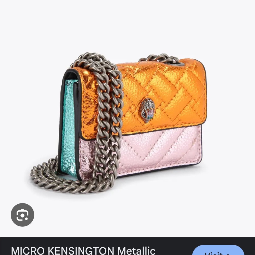 Kurt Geiger Micro Kensington Metallic Bag - Orange, Pink, and Blue